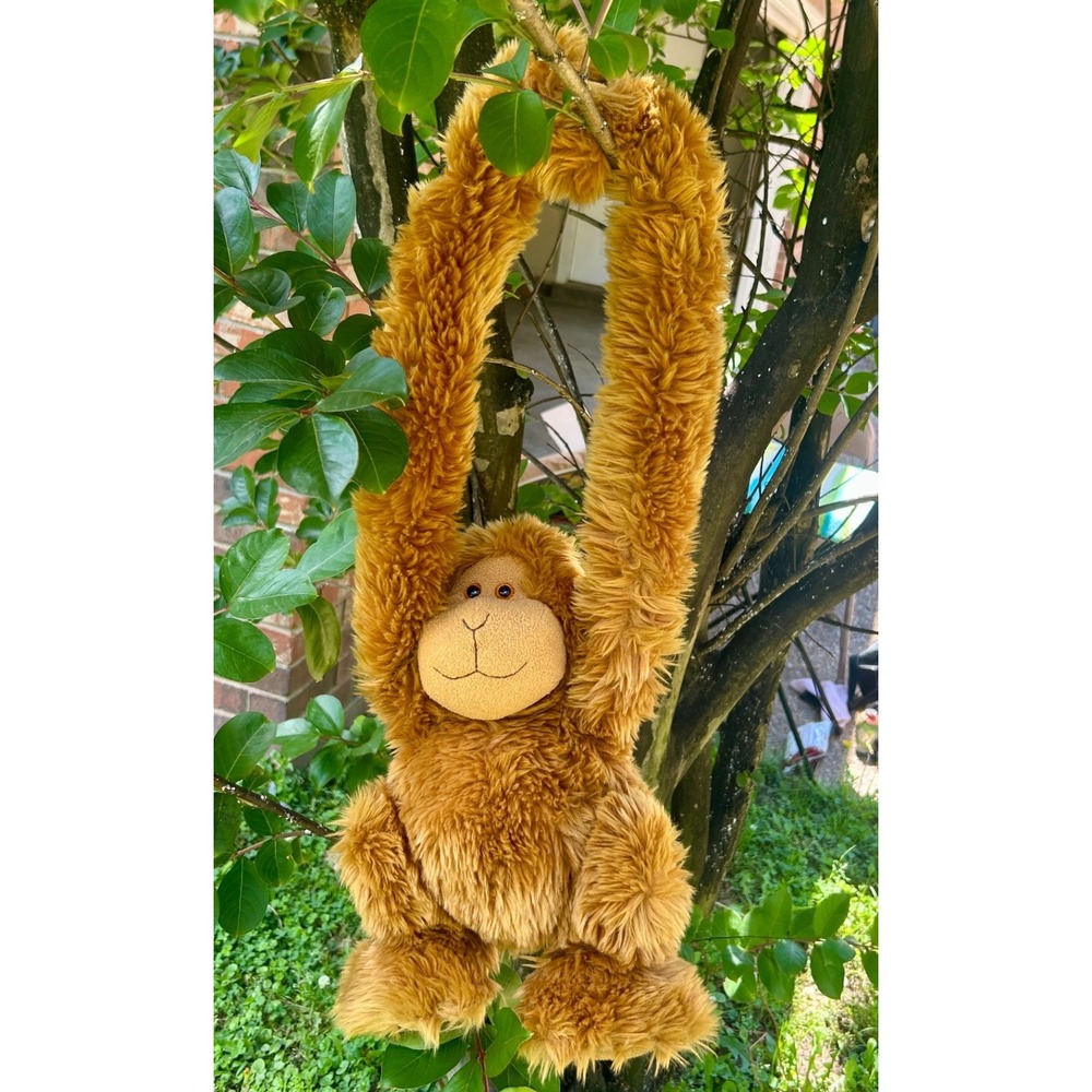 Toys R Us Animal Alley Hanging Monkey Plush Brown vintage Velcro Hands